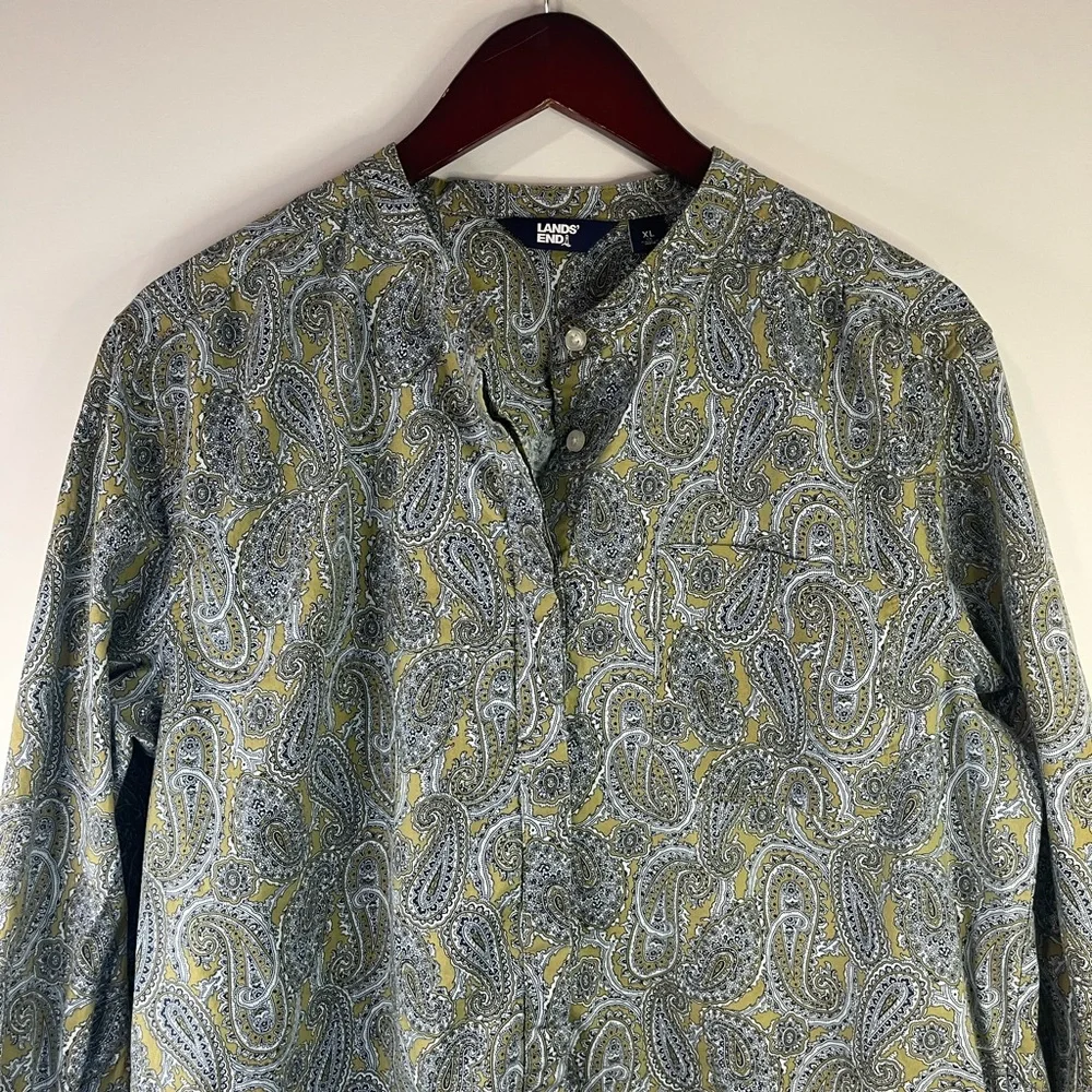 Lands'‎ End Paisley Blouse - Gray and Yellow - Picture 5 of 12
